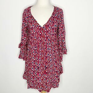 Roxy Pink Floral Ruffle Shift Dress Small